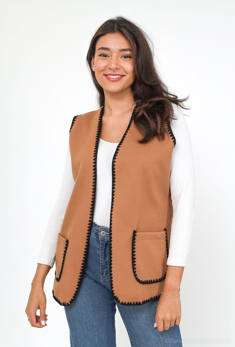 Grossiste Loriane - Gilet uni sans manches avec poches