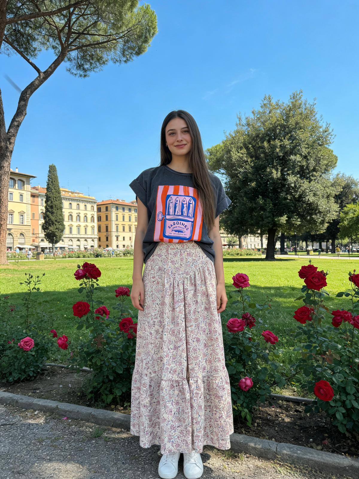 Mayorista Loriane - Falda midi estampada