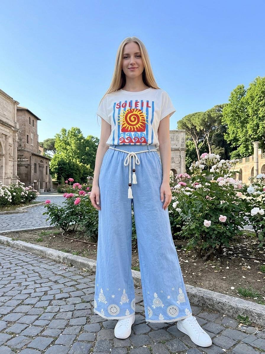 Mayorista Loriane - Pantalón bohemio bordado