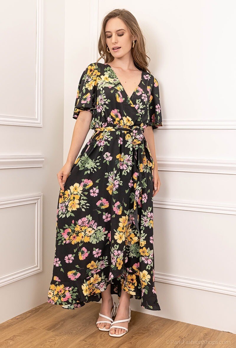 Mayorista Loriane - Vestido cruzado con estampado floral