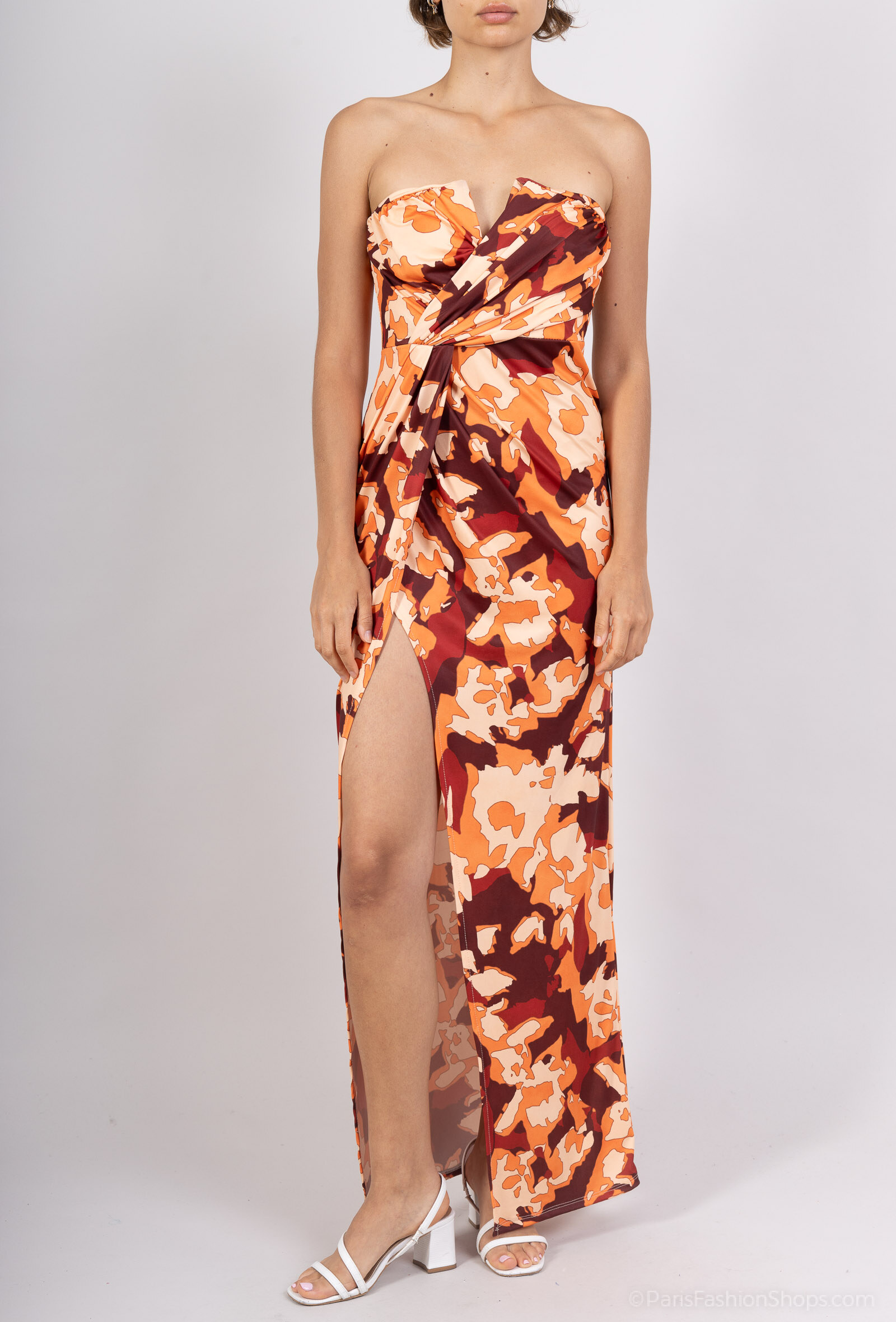 Mayorista Loriane - Vestido sin tirantes estampado