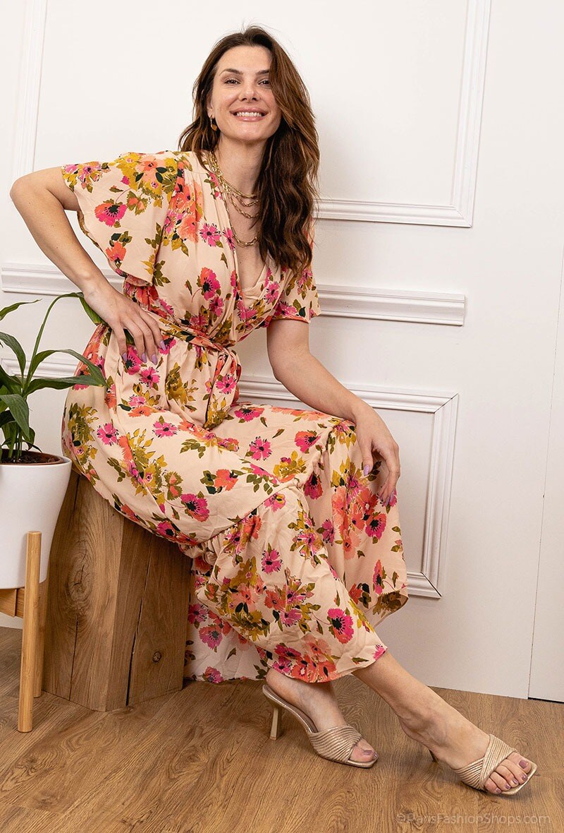 Großhändler Loriane - Langes Kleid mit Blumenmuster