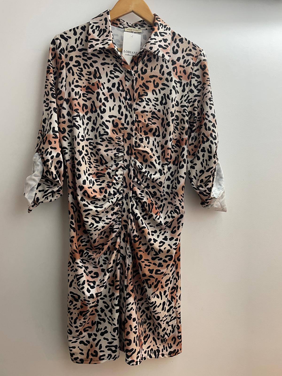 Grossista Loriane - Abito arricciato con stampa leopardata