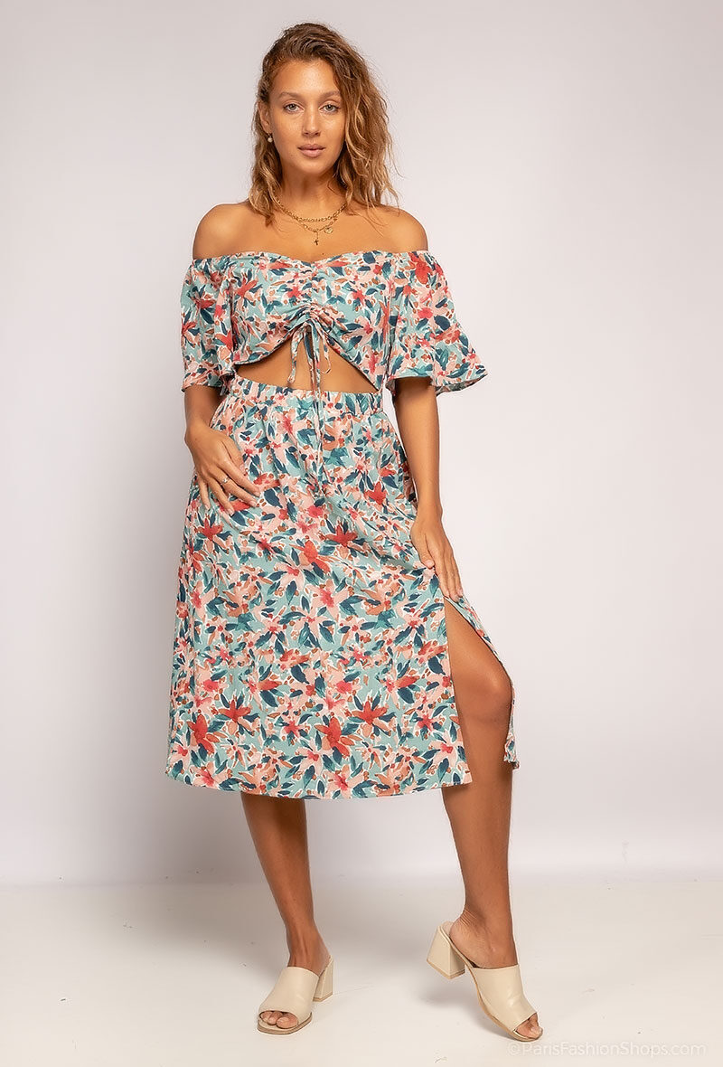 Mayorista Loriane - Vestido midi con estampado floral