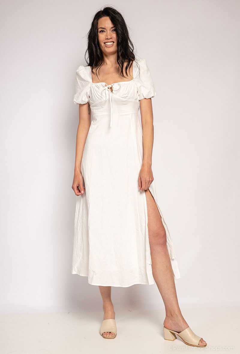 Grossista Loriane - Abito midi con spacco e fodera in cotone