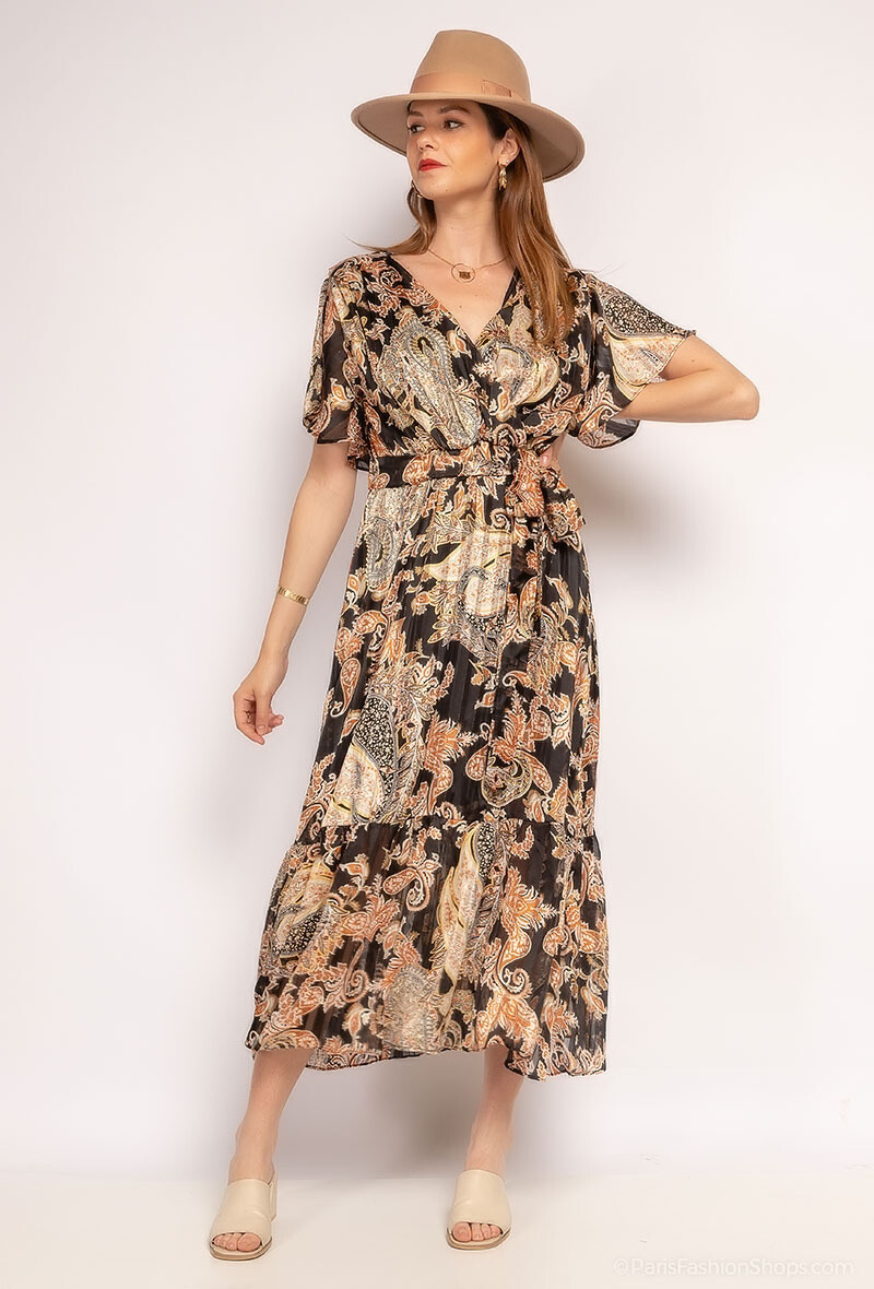 Grossiste Loriane - Robe midi fleurie, imprimé fleurs