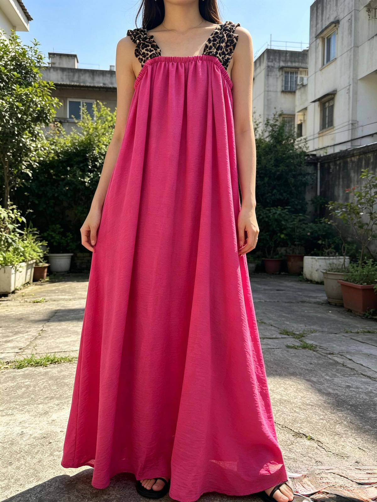 Mayorista Loriane - Vestido largo liso con tirantes