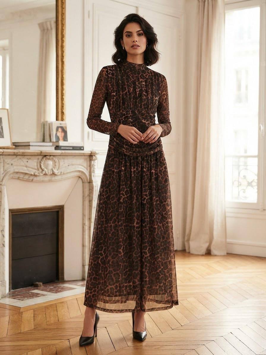 Grossiste Loriane - Robe longue imprimé en tulles