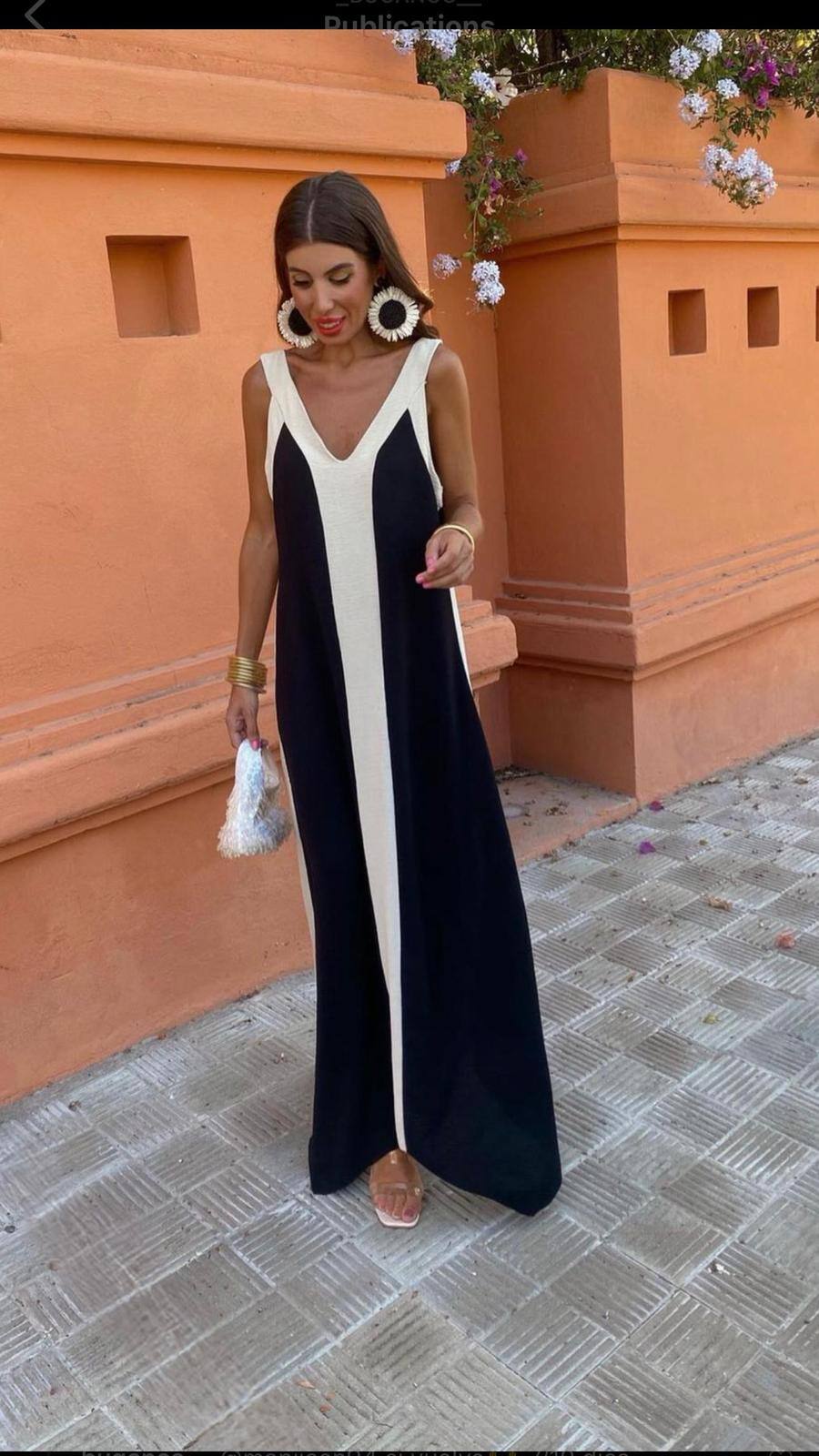 Großhändler Loriane - Zweifarbiges Maxikleid