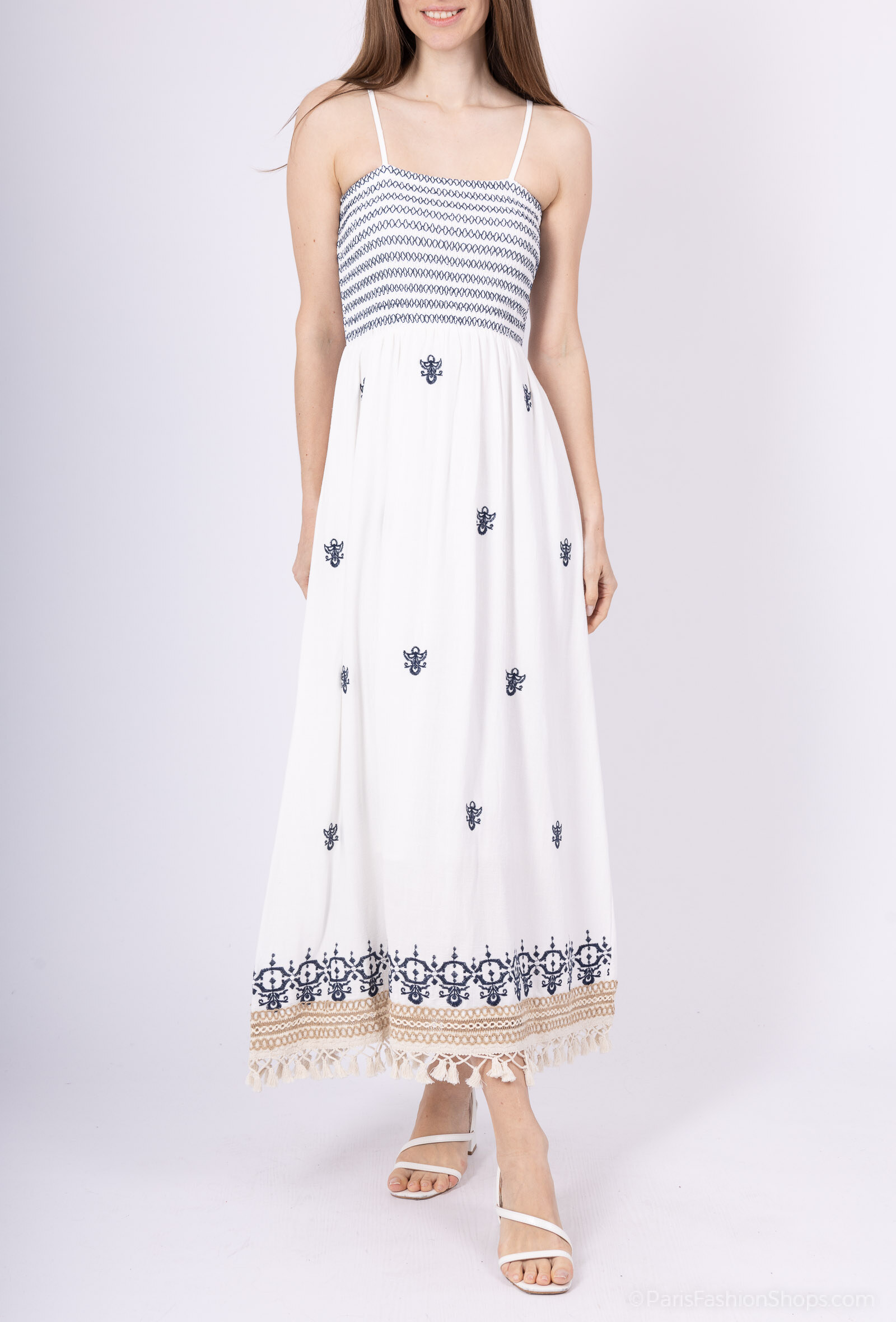 Großhändler Loriane - Böhmisches langes Trägerkleid mit Stickerei