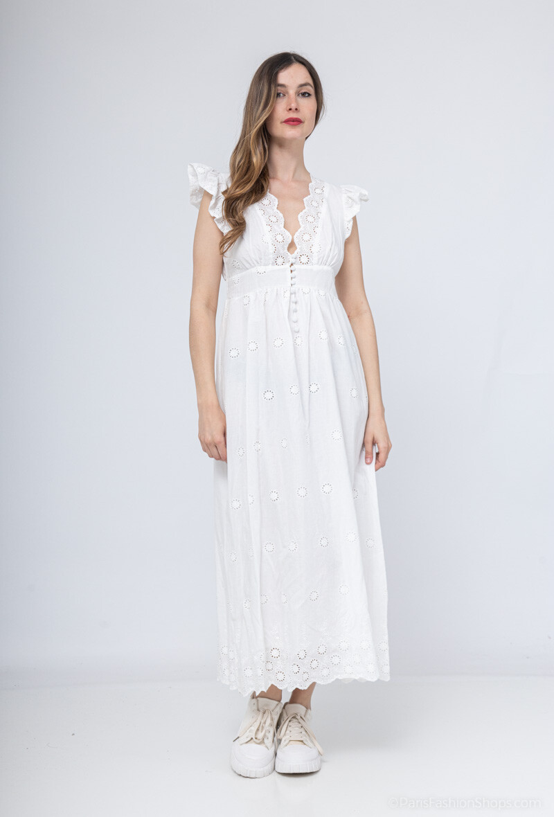 Großhändler Loriane - Böhmisches langes Kleid, bestickt, einfarbig, ärmellos