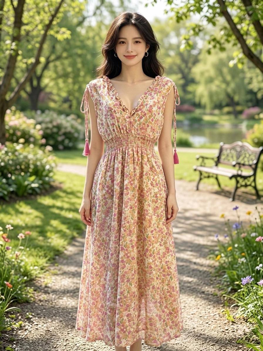 Großhändler Loriane - Bedrucktes Maxikleid
