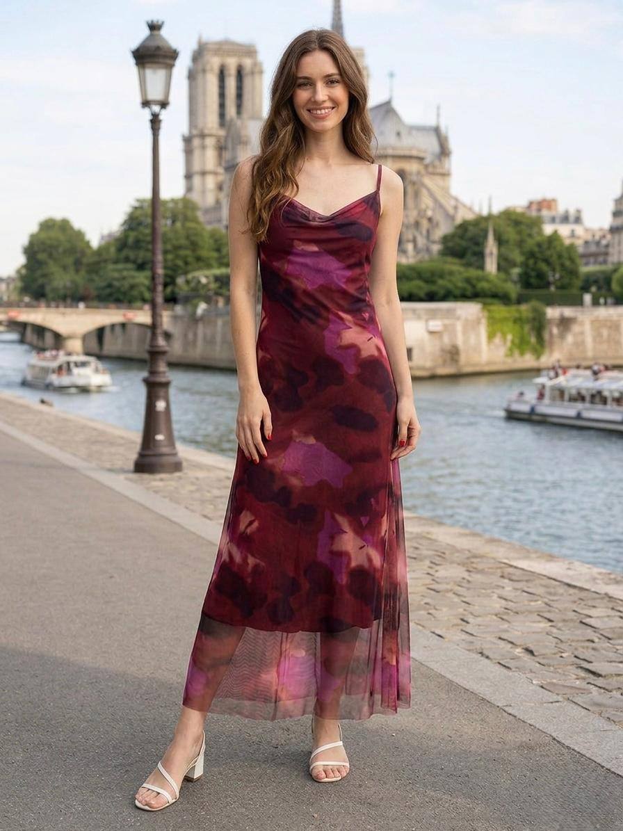 Großhändler Loriane - Bedrucktes Maxikleid