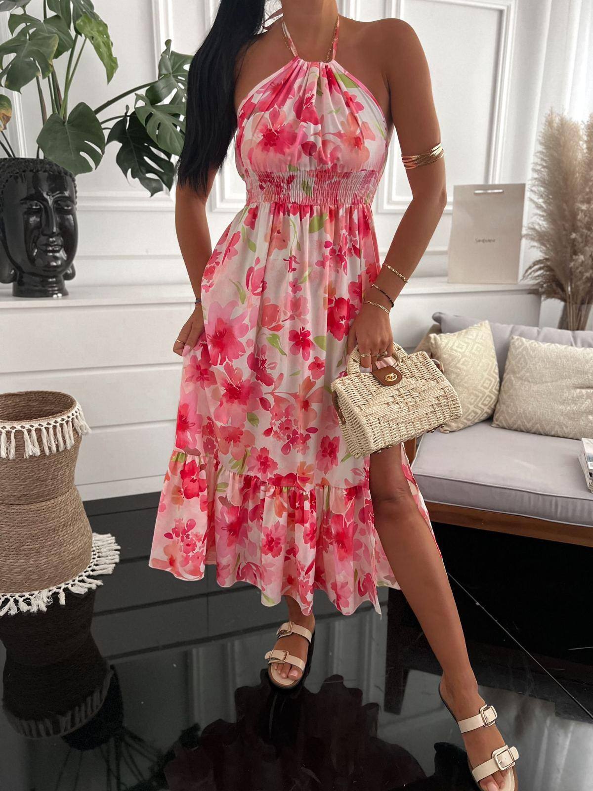 Großhändler Loriane - Langes Kleid mit Blumenmuster