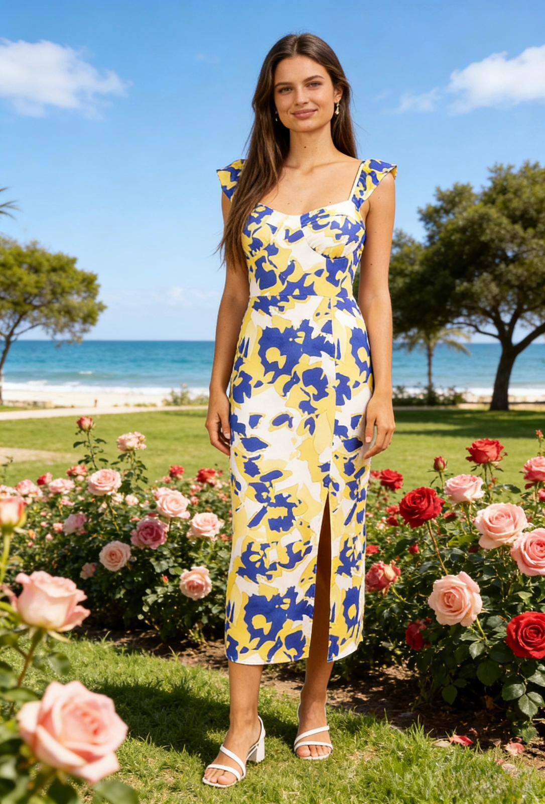 Mayorista Loriane - Vestido largo con tirantes y estampado