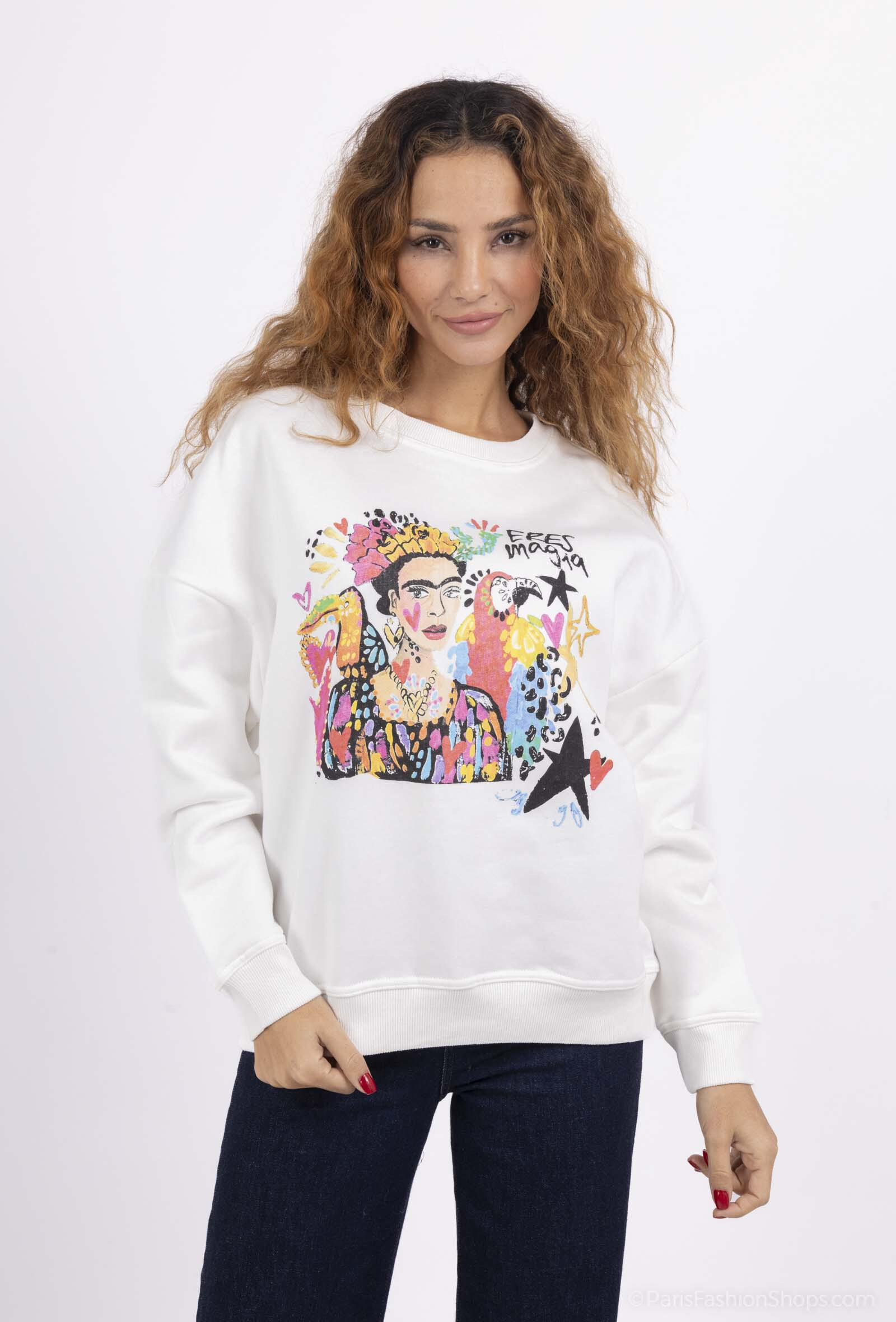 Wholesaler Loriane - White cherry print sweatshirt