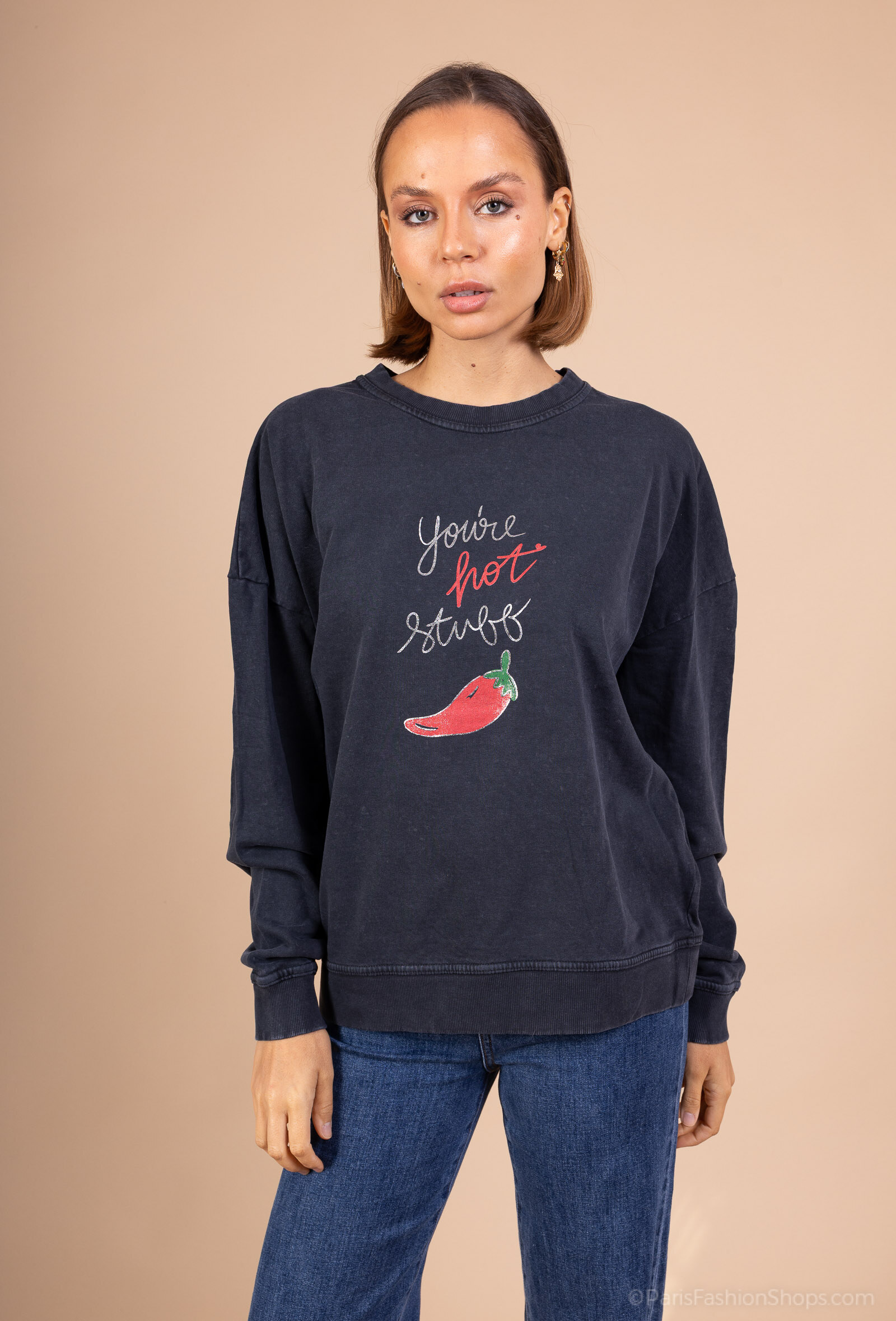 Grossiste Loriane - Sweat imprimé délavé