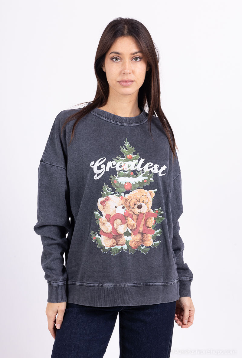 Grossiste Loriane - Sweat imprimé délavé