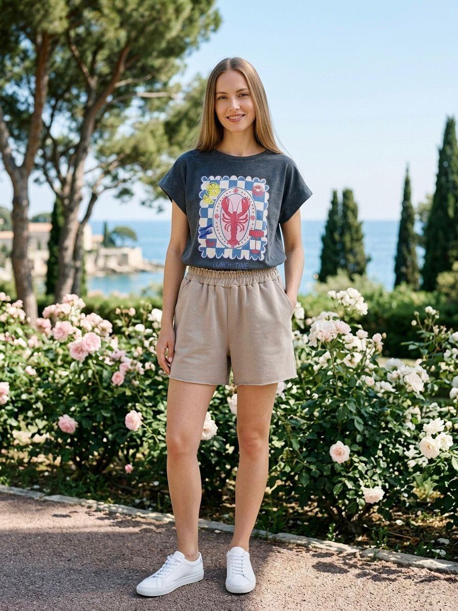 Grossista Loriane - T-shirt stampata effetto lavato