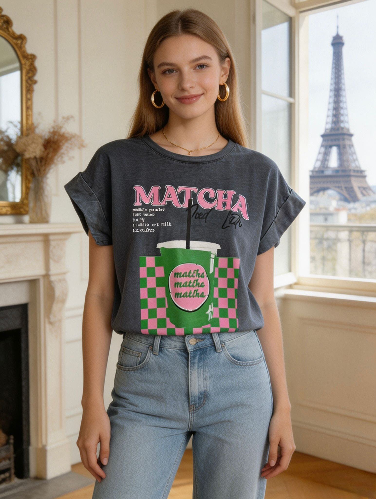 Mayorista Loriane - Camiseta lavada con estampado