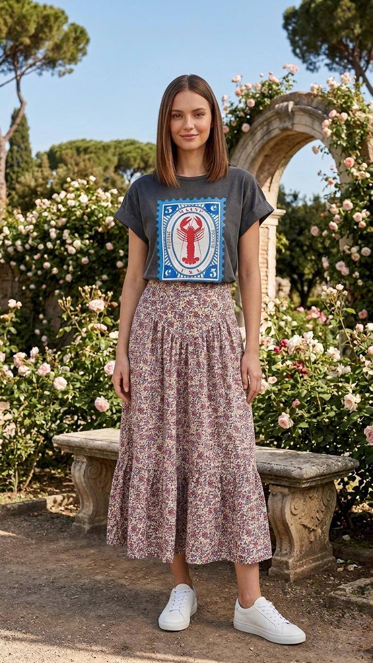 Grossista Loriane - T-shirt stampata effetto vintage
