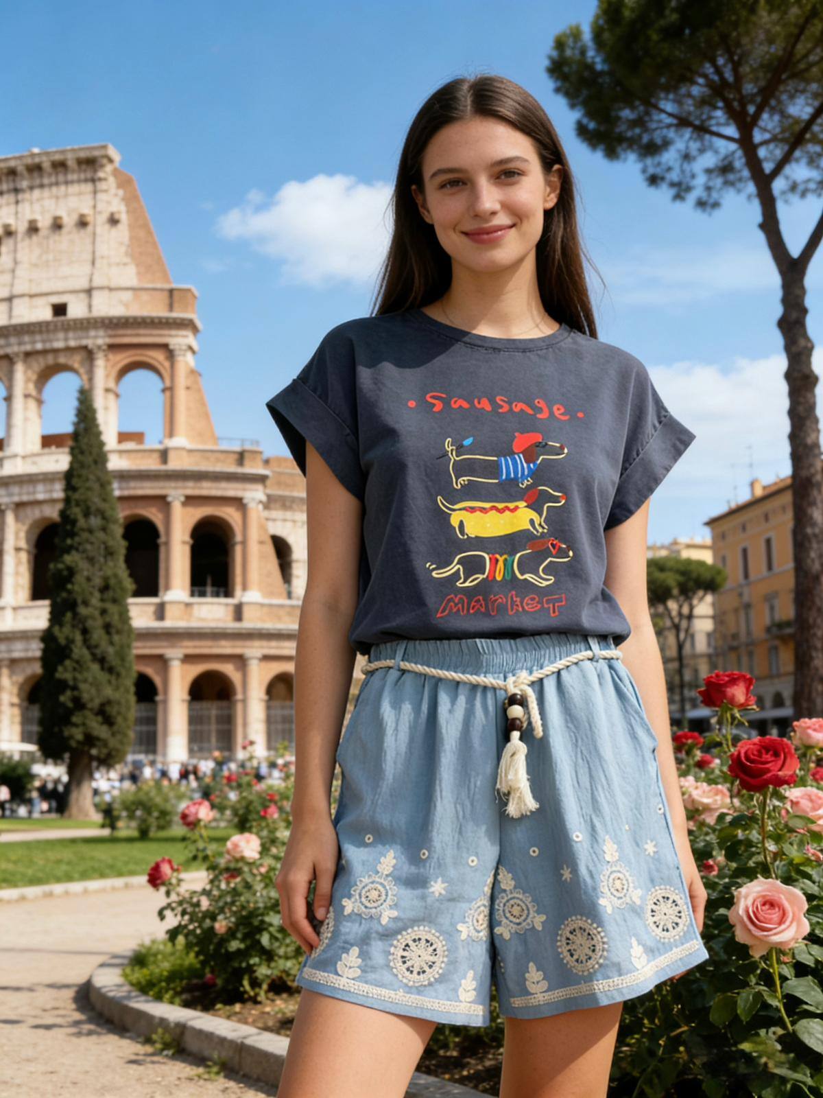 Mayorista Loriane - Camiseta deslavada estampada