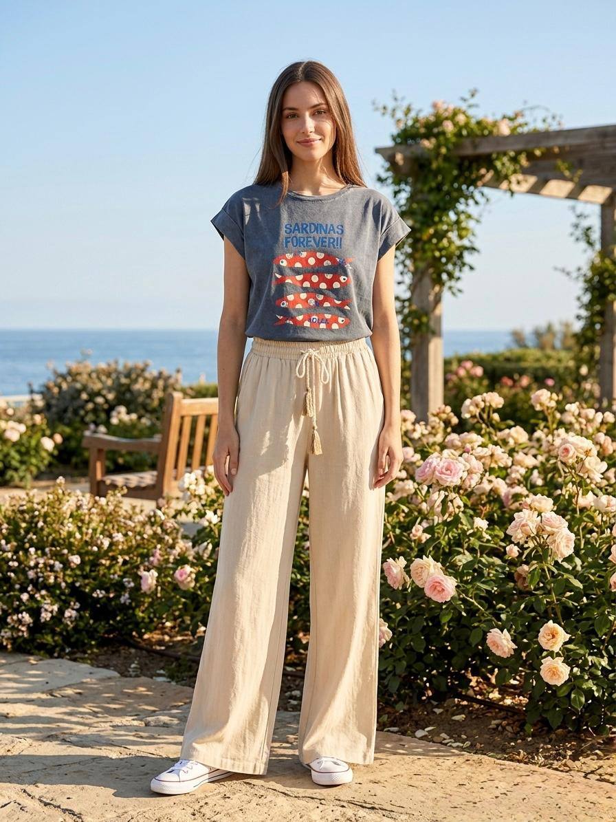 Grossista Loriane - T-shirt stampata scolorita