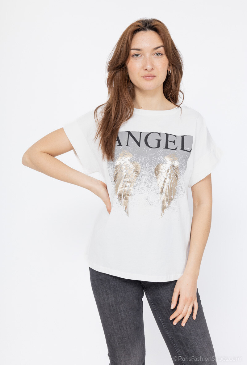 Grossista Loriane - T-shirt stampata "Angel"