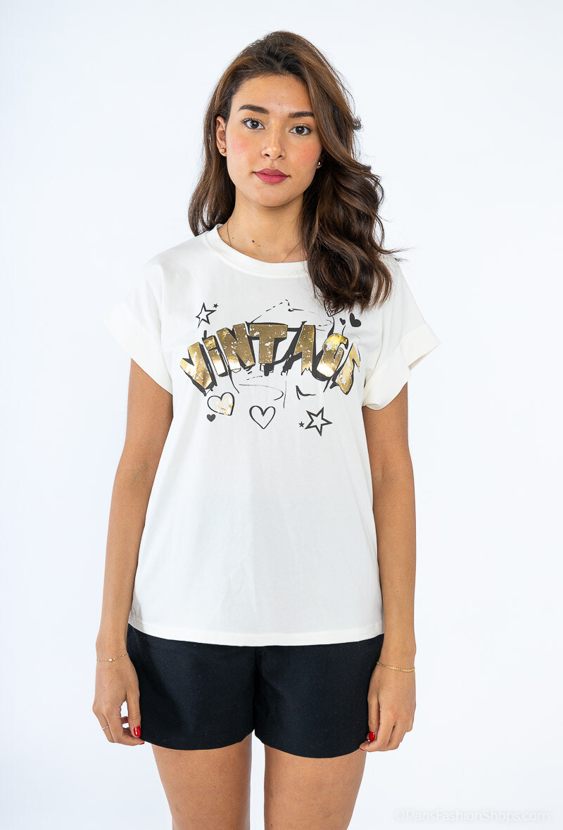 Mayorista Loriane - Camiseta de algodón estampada VINTAGE