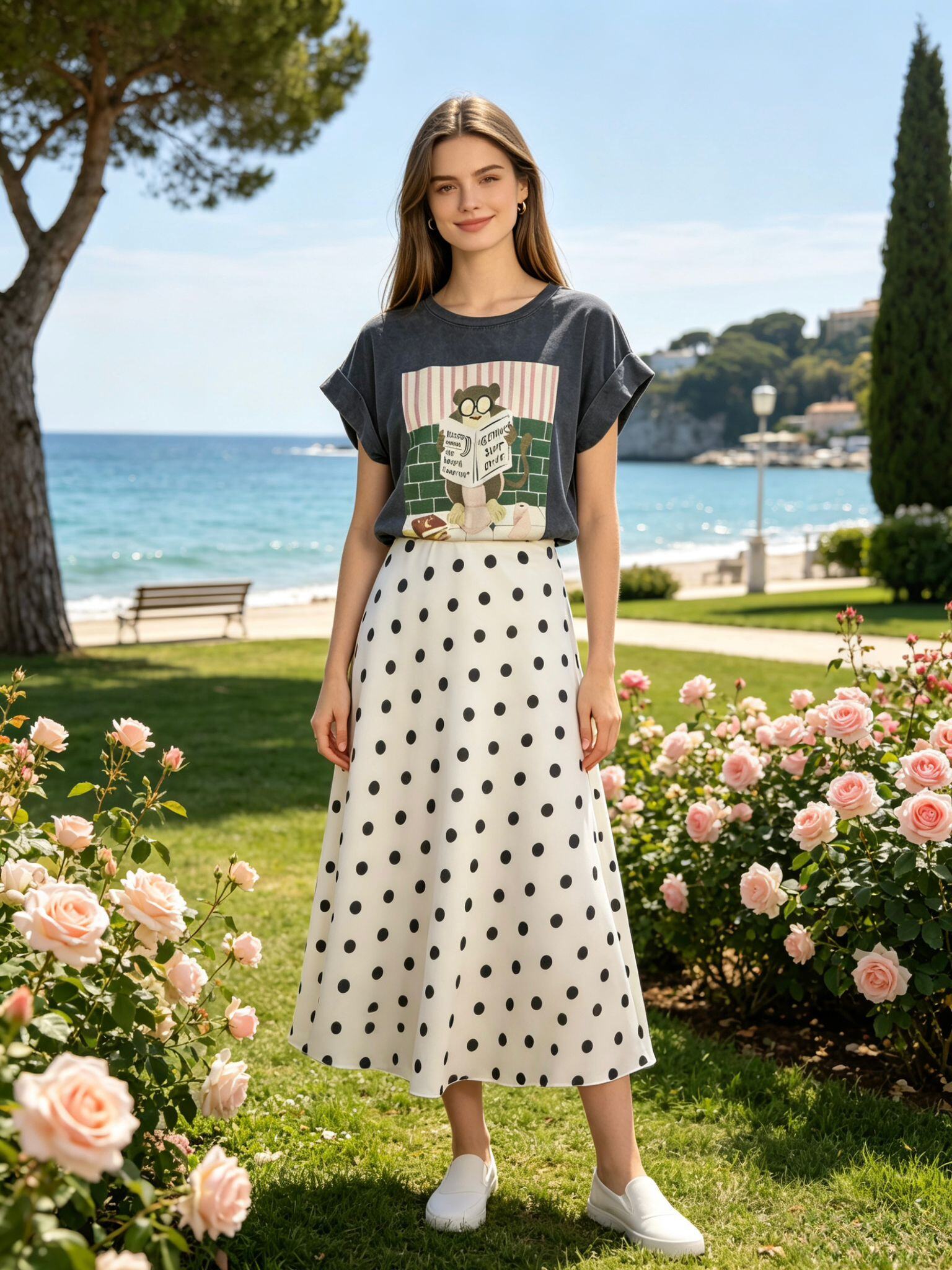 Grossista Loriane - T-shirt stampata effetto lavato