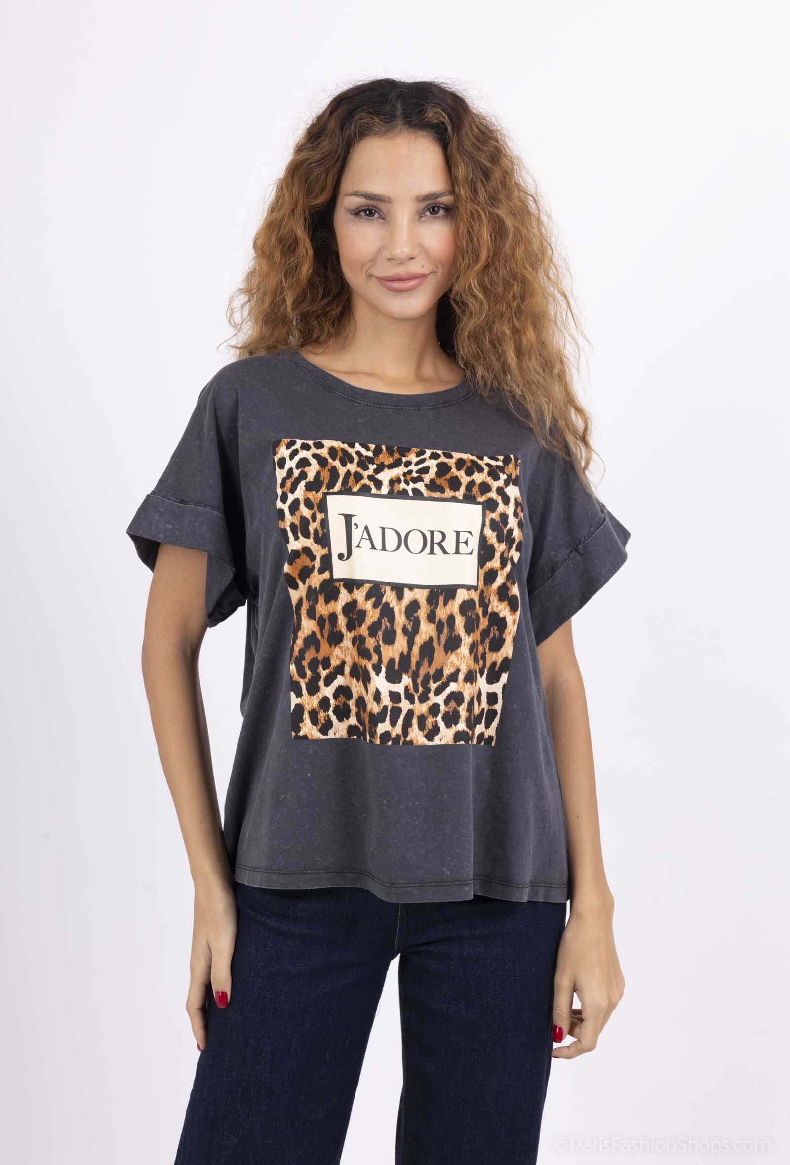 Großhändler Loriane - Bedrucktes, gewaschenes T-Shirt