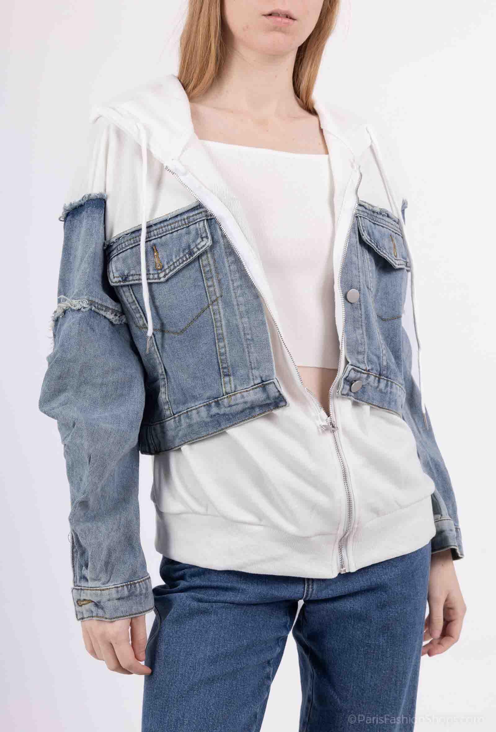 Grossista Loriane - Giacca ⁄ Gilet parzialmente in denim
