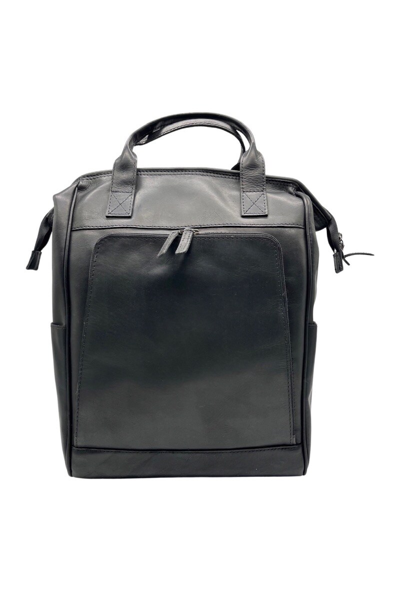 Mayorista LOUISA LEE - Mochila grande de cuero negro lila