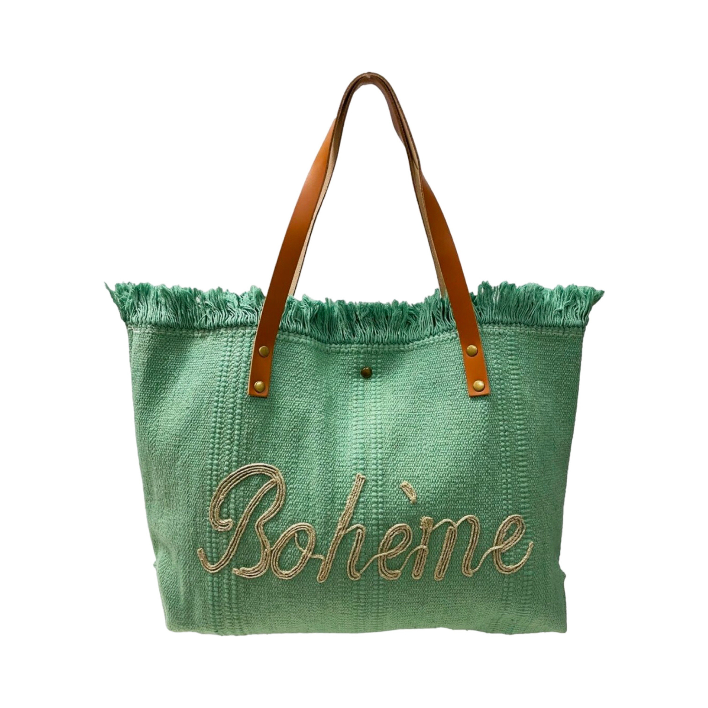 Wholesaler LOUISA LEE - COTTON BAG TRIMMED WITH BOHEMIAN LEATHER
