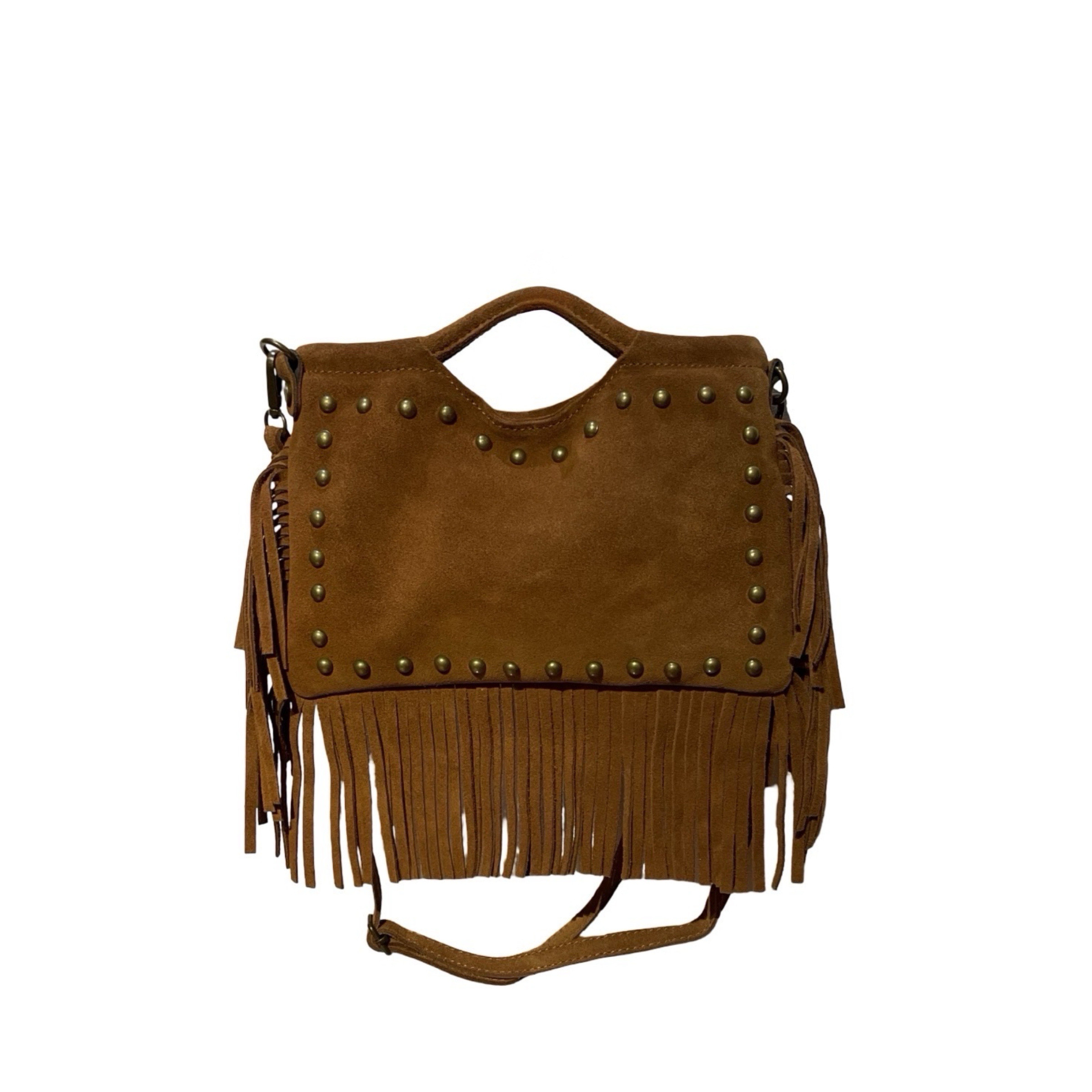 Wholesaler LOUISA LEE - LEATHER SUEDE FRINGE MINI STUD BAG
