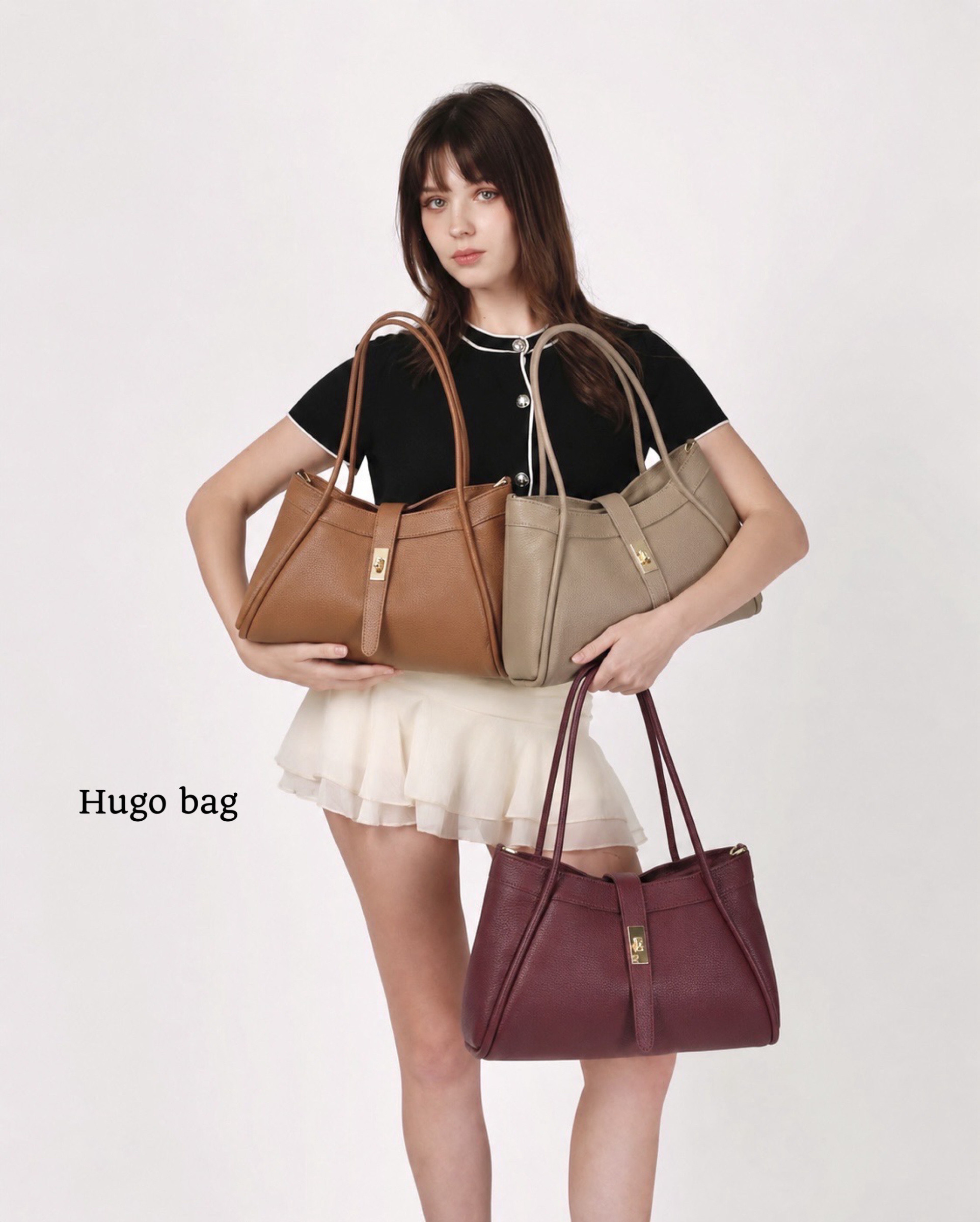 Wholesaler LOUISA LEE - Hugo Grained Leather Bag S Closure