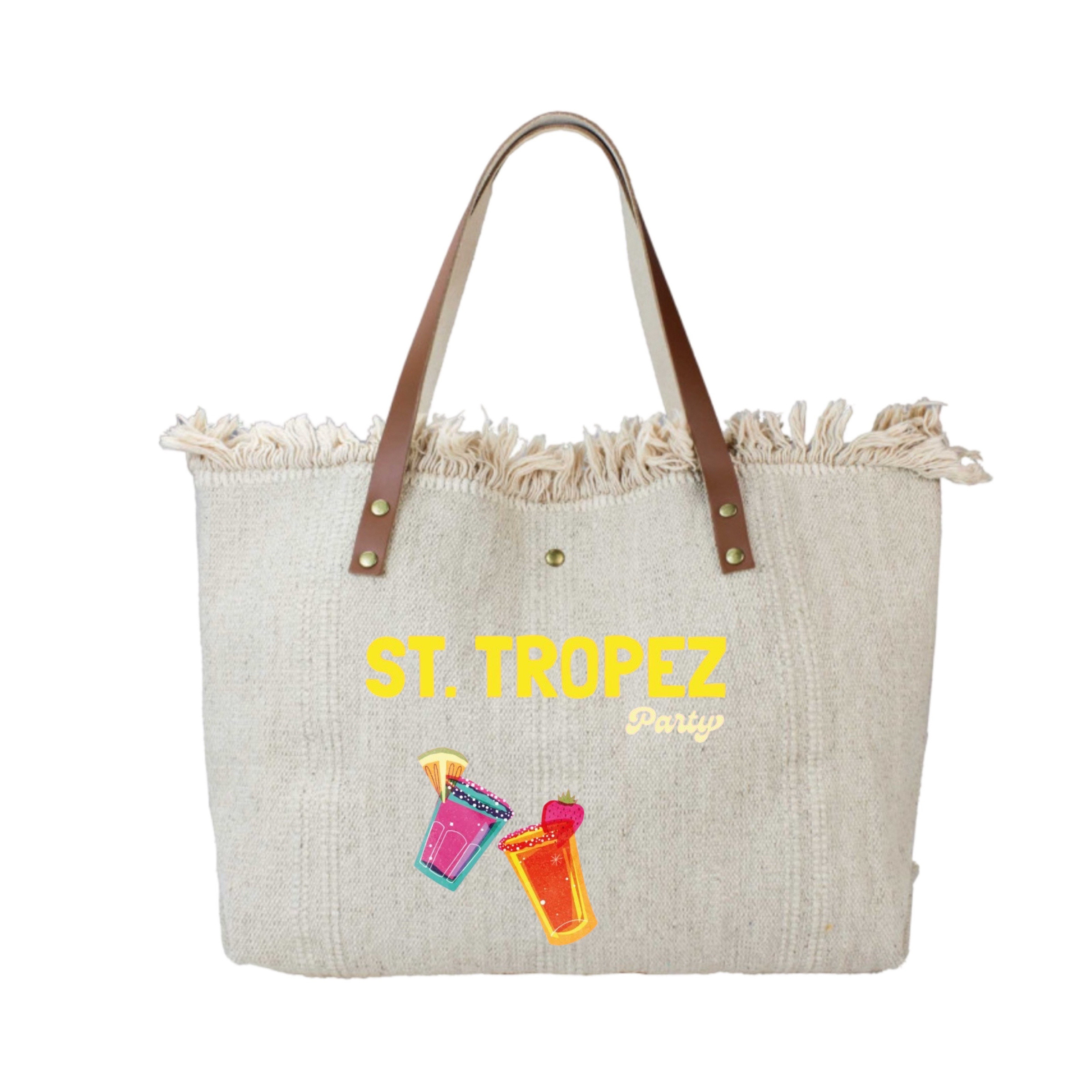 Wholesaler LOUISA LEE - COTTON BAG FILLED WITH LEATHER ST TROPEZ