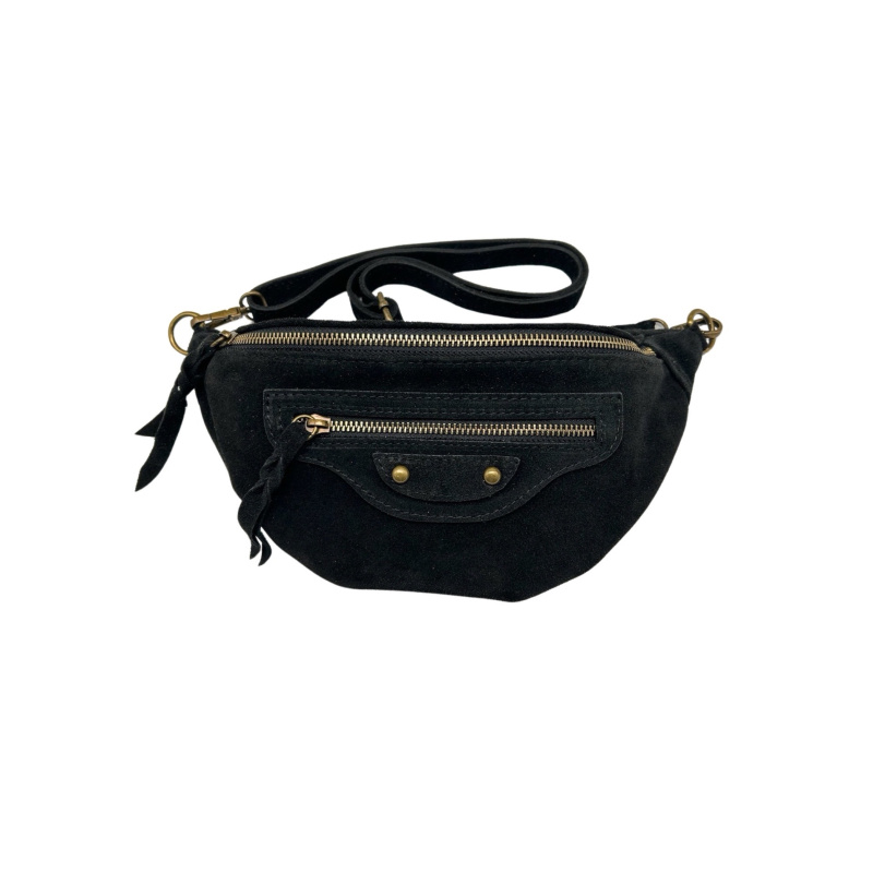 Grossiste LOUISA LEE - SAC BANANE CUIR DAIM JADE