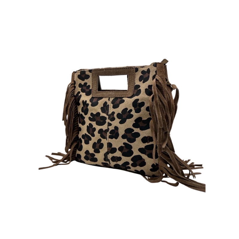 Grossiste LOUISA LEE - SAC A MAIN CUIR DAIM MARION LEOPARD