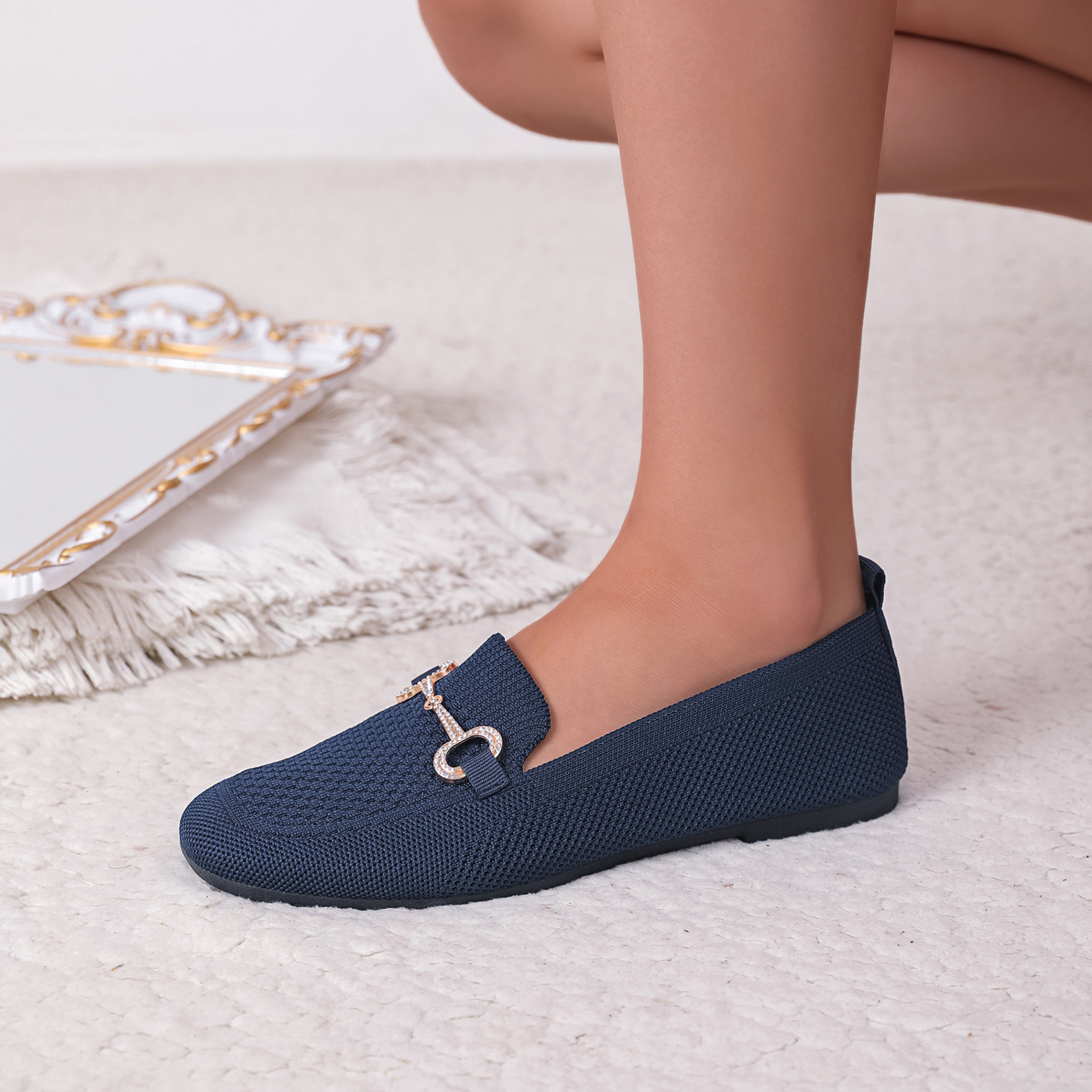 Wholesaler LOV'IT - Knit loafer with rhinestone strap