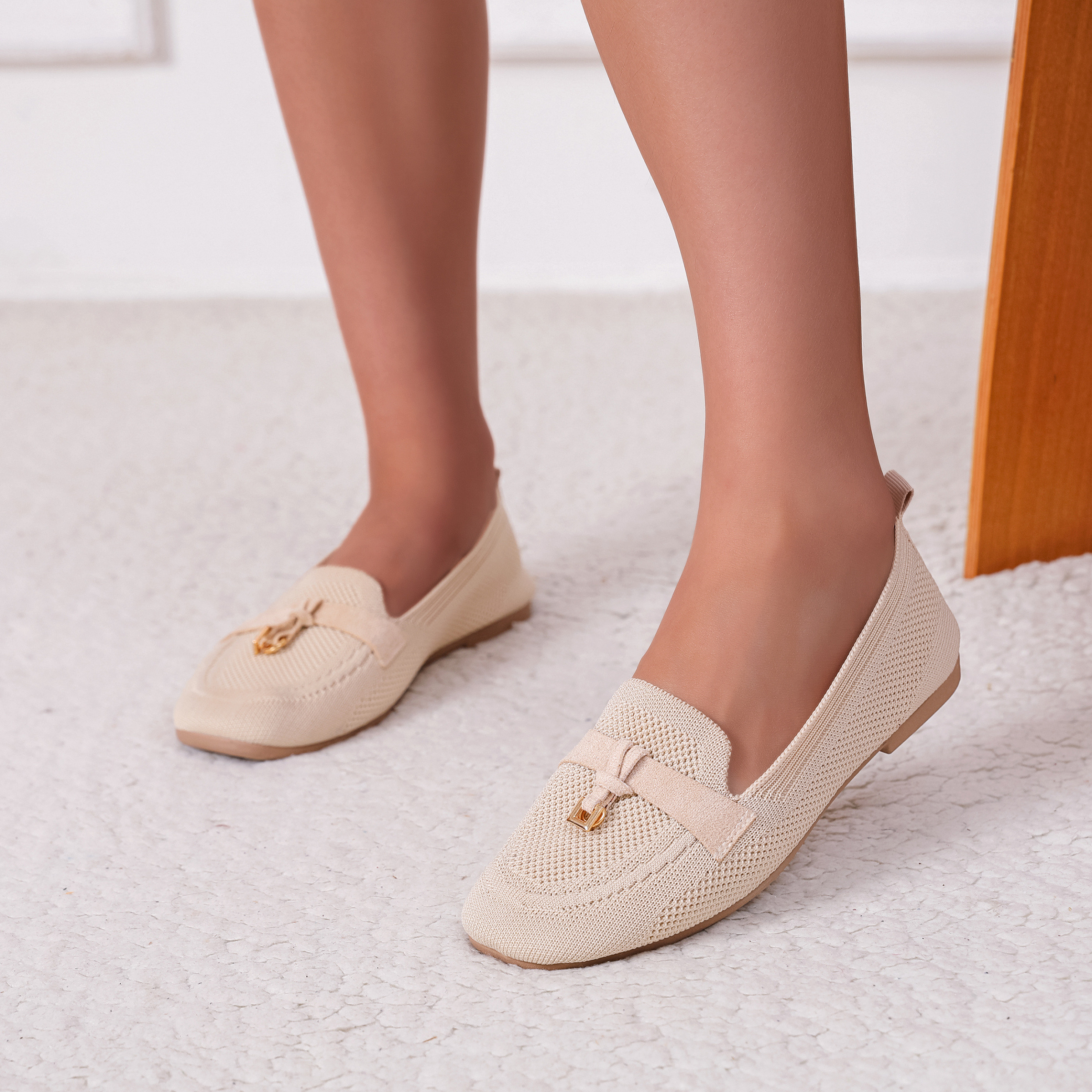 Grossista LOV'IT - Mocassino in maglia con fiocco e ciondolo