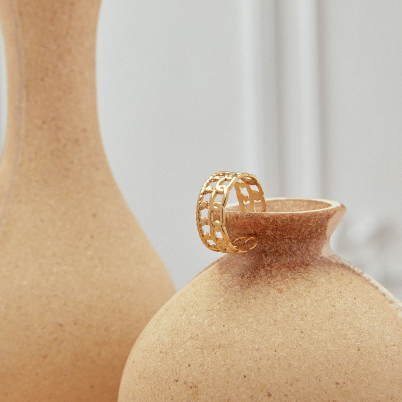 Mayorista Lovelika - Bagues doubles motifs carrés texturés Eilidh
