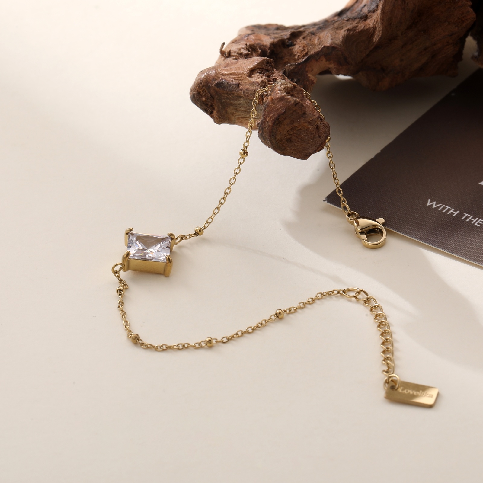 Mayorista Lovelika - Bracelet carré serti d'un zirconium Ariane