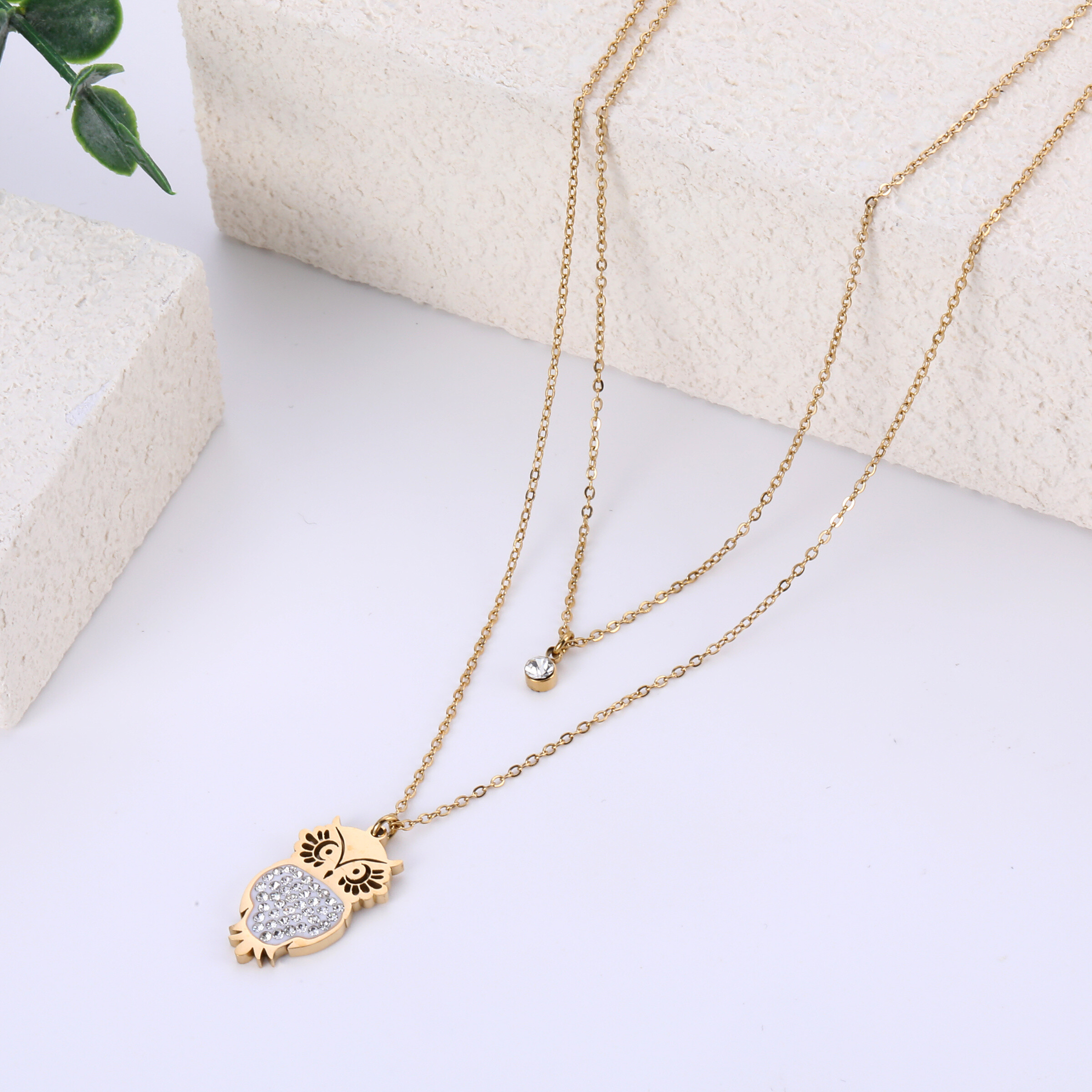 Mayorista Lovelika - Collier multi-rangs pendentif hibou Evelyne