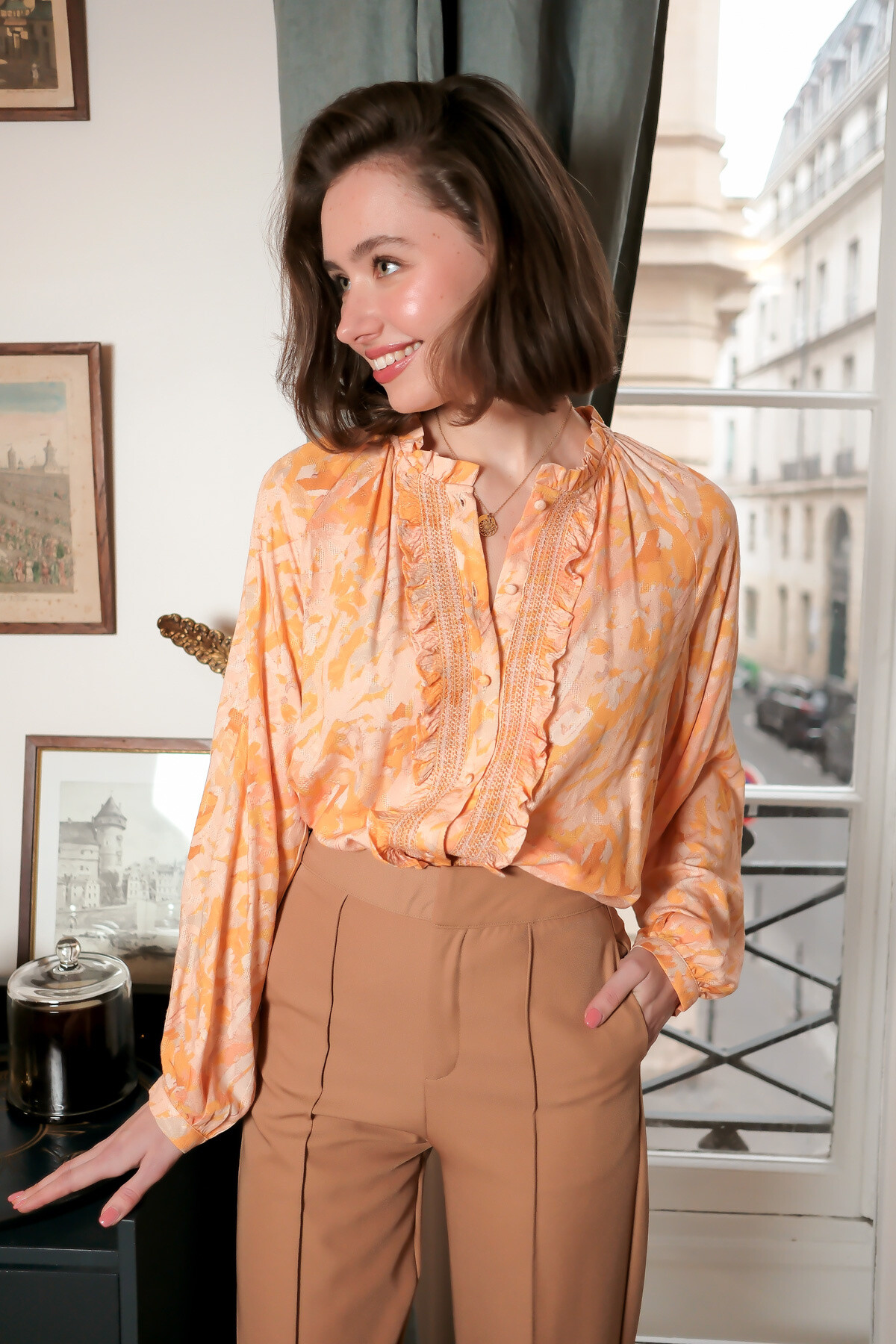 Wholesaler LOVIE & Co - LOVIE - Ruffled printed blouse