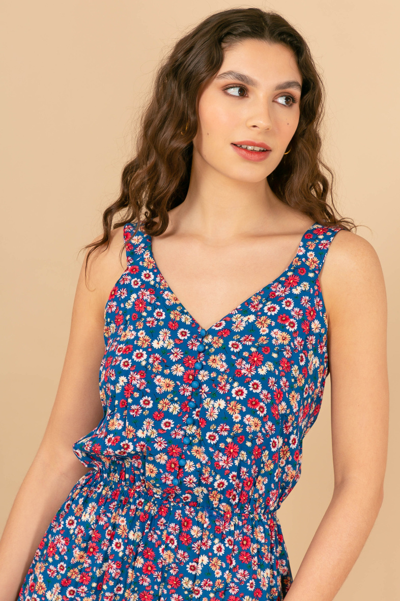 Großhändler LOVIE & Co - Playsuit mit Blumenmuster und Riemchen