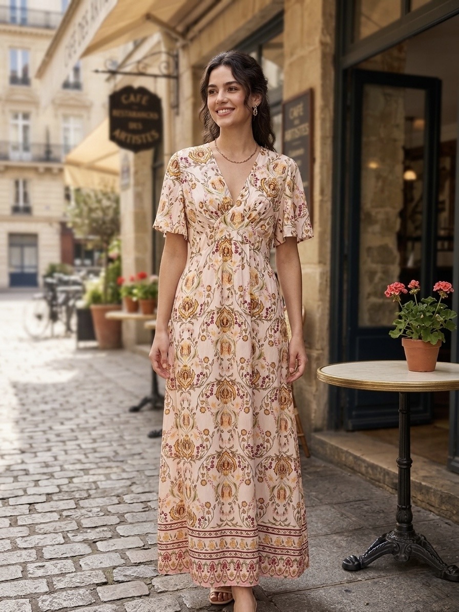 Grossiste LOVIE & Co - Robe longue à imprimé fleurs