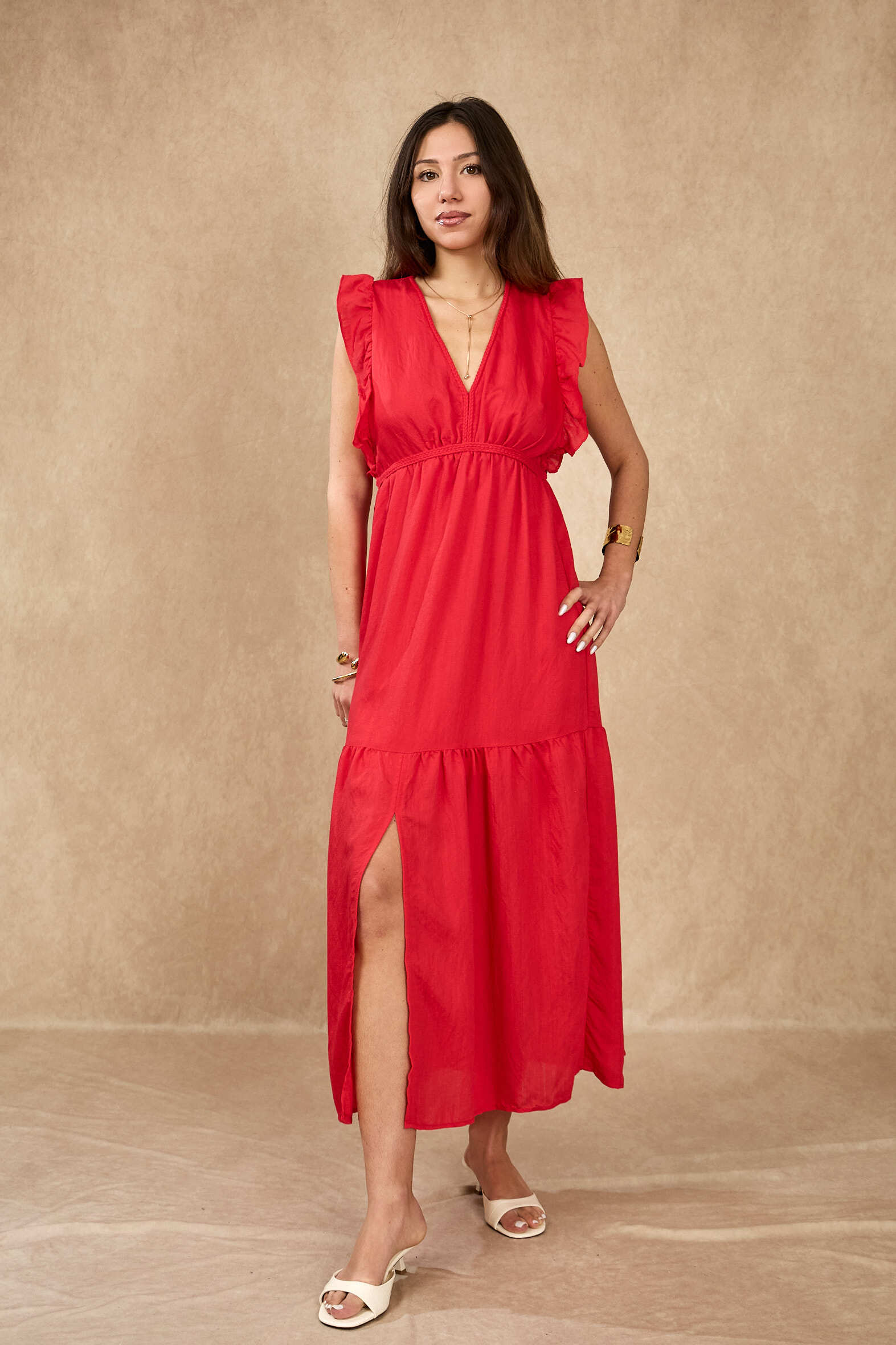 Grossiste LOVIE & Co - Robe longue à détails tressés
