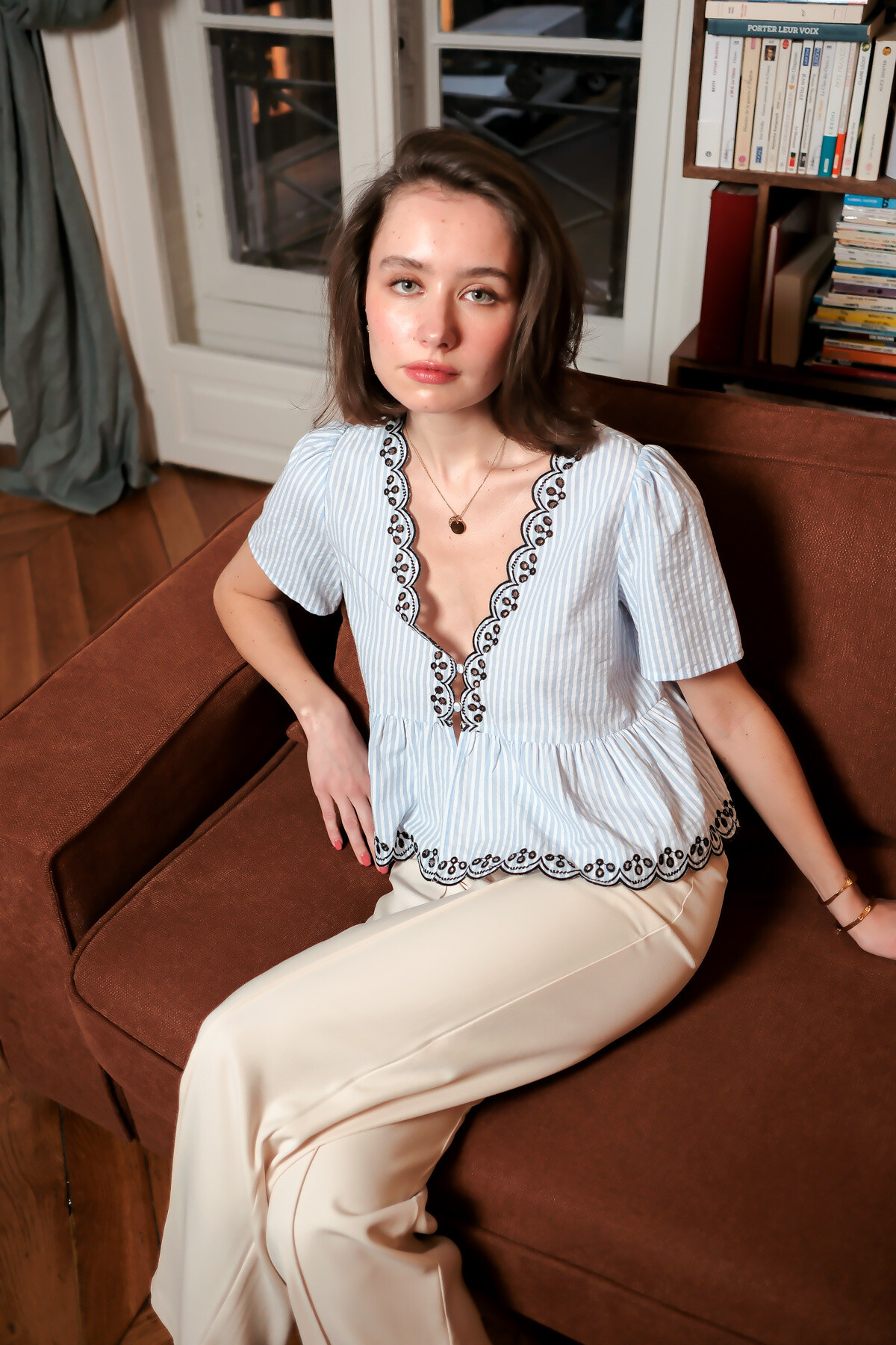 Wholesaler LOVIE & Co - LOVIE - Striped top with embroidery