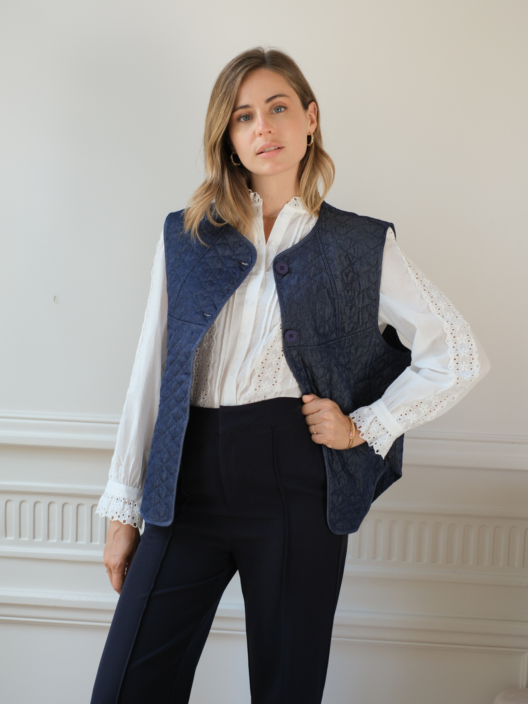 Großhändler LOVIE & Co - Ärmellose Steppweste mit Herzmuster